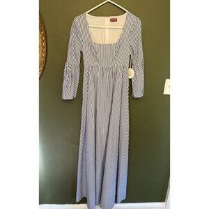 NWT Staud Plumeria Blue White Stripe Maxi Dress 00 Original Dress Sheath/Fresh